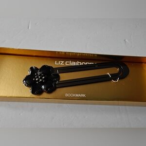 Brand New Liz Claiborne Bookmark  With Black Flower In Box